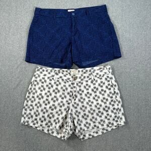 Gap Khakis Patterned The 4" Short Chinos Women's 12 Lot of 2 Navy Blue Gray